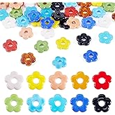 Boutigem 40Pcs Hollow Flower Lampwork Glass Beads Colorful 5-Petal Flower Crystal Beads Cute Blossom Floral Loose Spacer Bead for DIY Crafts Earring Necklace Lanyard Jewelry Making