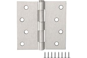 Door Hinges for Interior Doors 3-Pack 4-inch x 4-inch, Design House Square Corner Steel Door Hinge Door Hardware, Satin Nickel, 181651