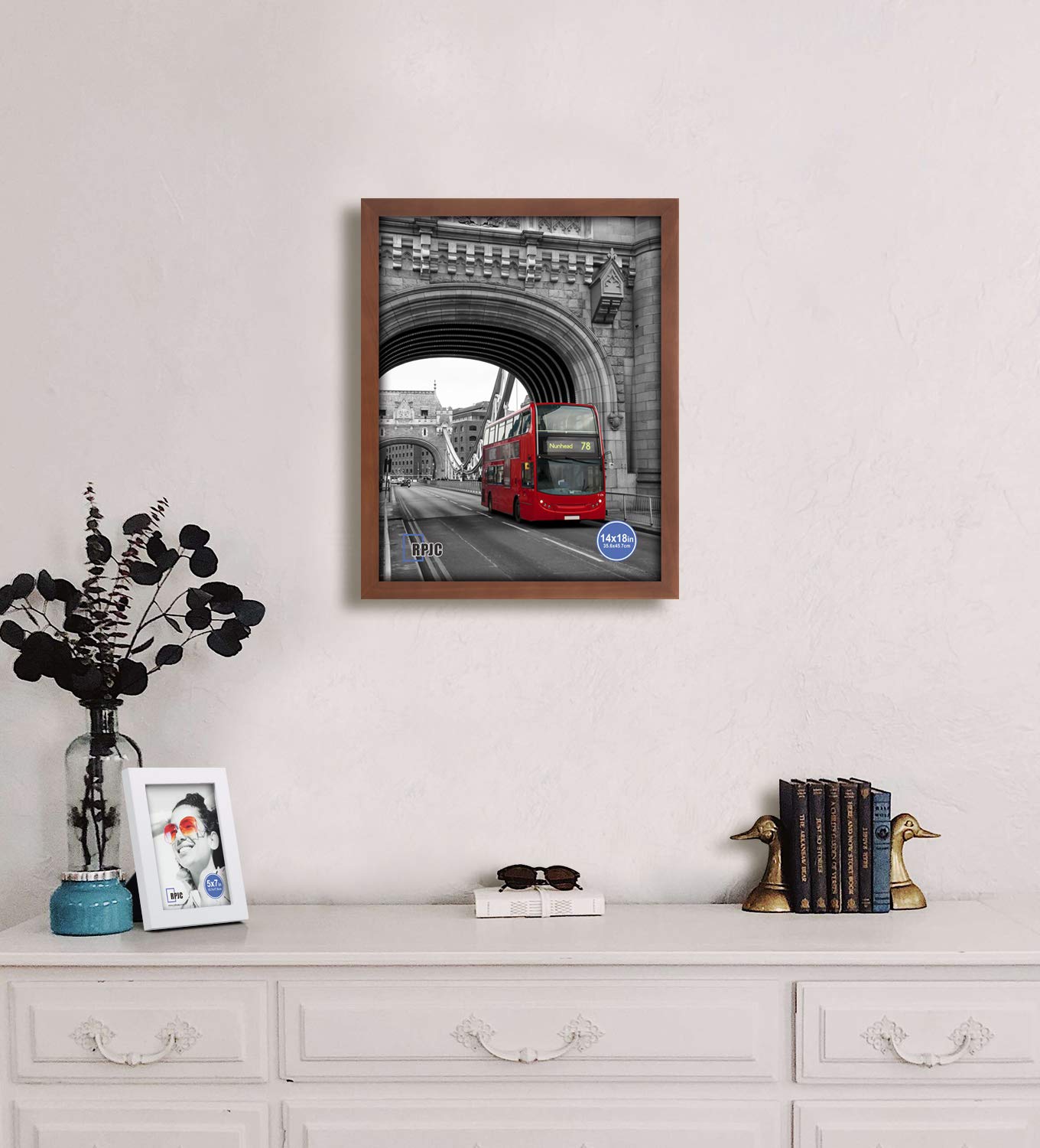 RPJC Soild Wood Poster Frames Display Pictures 14x18 inch for Wall Mounting Hanging Photo Frame Brown