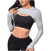 SweatyRocks Women's Ultrashort Cutout Workout Crop Top Exercise Long Sleeve Tee Shirt
