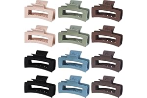 HANPERAL 12 Pack 3.5 Inch Matte Square Hair Claw Clips for Women, Strong Hold Neutral Claws for Thick Thin Hair (Light Colors)