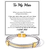 Someki To My Man Bracelet Stainless Steel Twisted Cable Adjustable Cuff Bangle Bracelet Birthday Inspirational Gifts for Husband Boyfriend