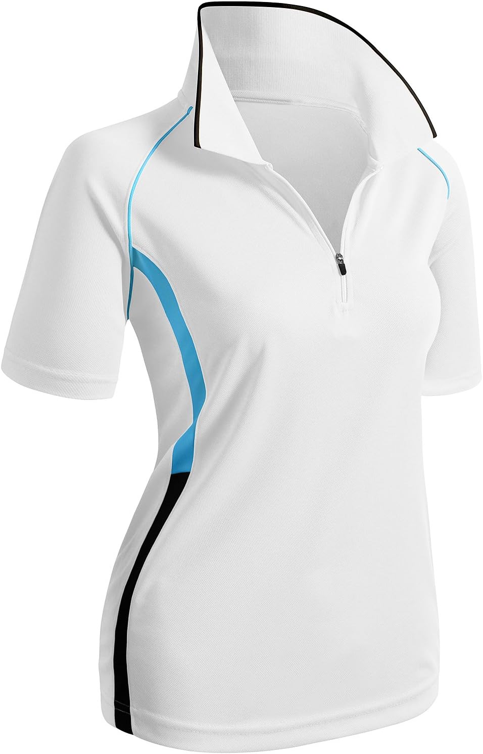 CLOVERY Women's Active Wear Short Sleeve Zipup Polo Shirt