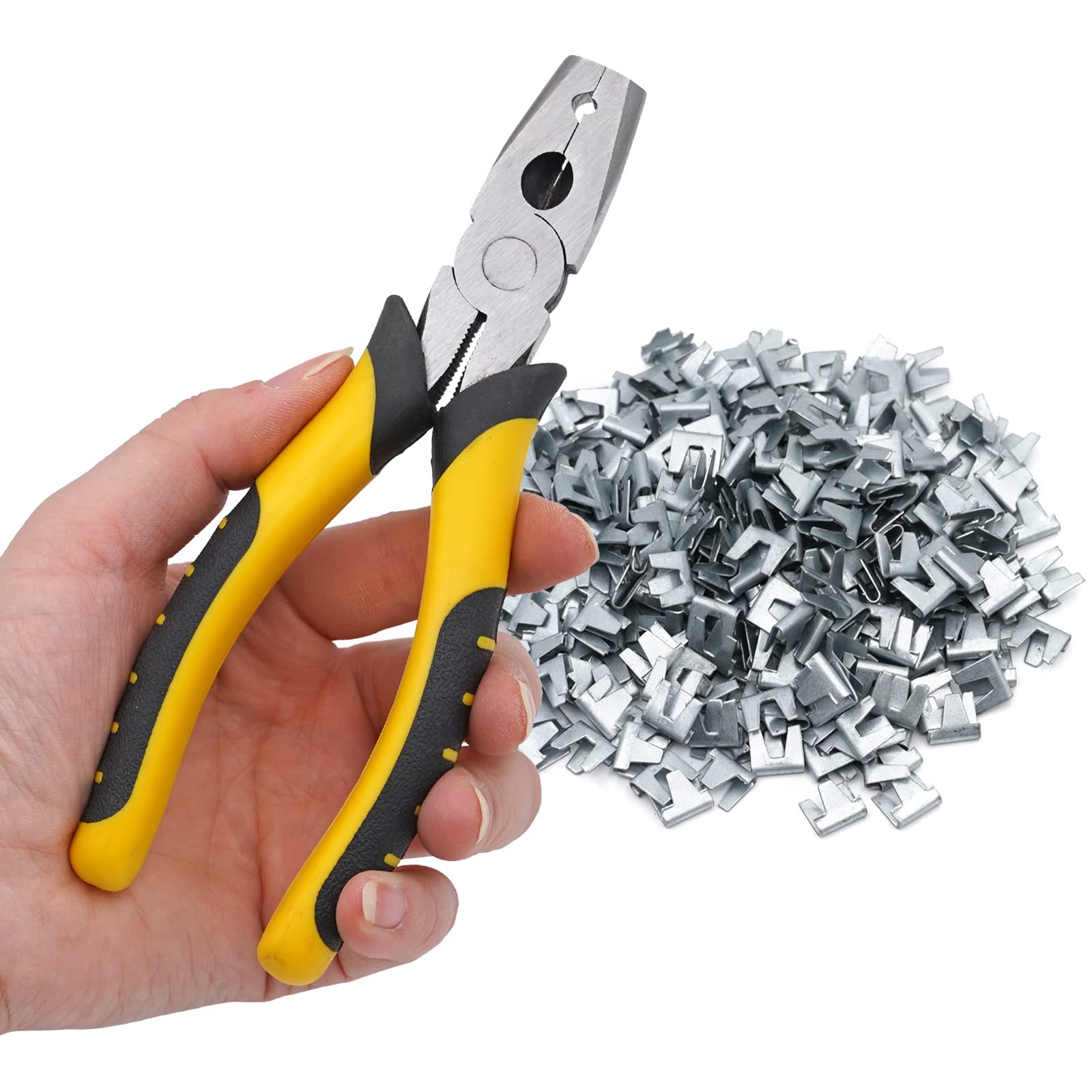 BREUAILY Wire Cage Buckle Clips Pliers and 300pcs Wire Cage Clips,Pet Cage Install Tool for Pet Cat Dog Rabbit Cage and Cattle Sheep Fence Wire Mesh