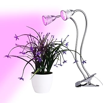Amzdeal Pflanzenlampe Wachstumslampe Blumenlampe, Pflanzenbeleuchtung mit 360 Grad Drehung (10W Doppelter Kopf)