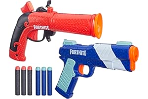 Nerf Fortnite Dual Pack Includes 2 Fortnite Blasters, Flint-Knock Dart Blaster, LP Dart Blaster, and 6 Nerf Elite Foam Darts