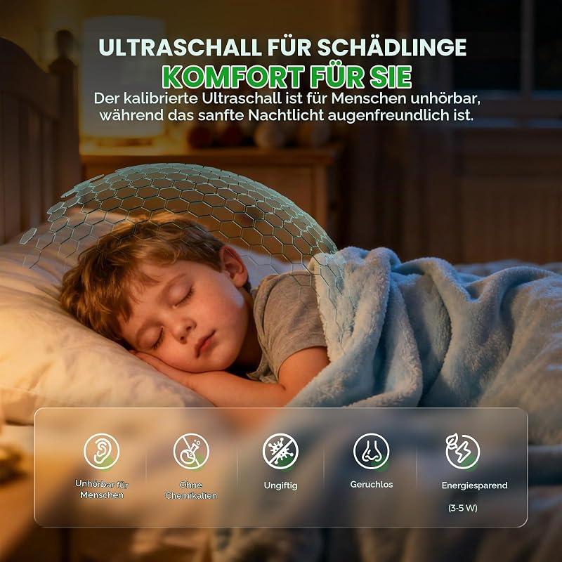 Mückenschutz Ultraschall Schädlingsbekämpfer 6 Stück – Effektiver Mäuseschreck & Elektronisches Insektenschutzmittel mit 3 Modi gegen Mäuse, Ratten, Spinnen – Sicher für Kind & Haustier
