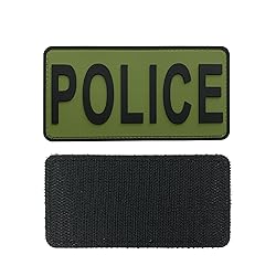 uuKen Police Patch PVC 4x8 inches OD Green for