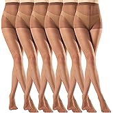 MANZI 6 Pairs Pantyhose for Women 20 Denier High Waist Sheer Tights