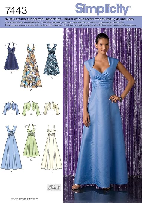 Simplicity Schnittmuster 7443 R5 Abendkleid & Bolero Gr. 40-48