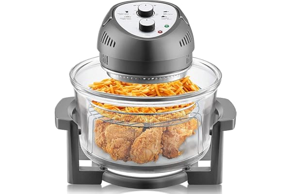 Big Boss 16Qt Glass Air Fryer Oven – Extra Large Non Toxic Air Fryer Halogen Oven with 50+ Air Fryers Recipe Book for Quick +