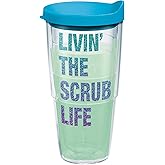Tervis Nurse Scrub Life Made in USA Double Walled Insulated Tumbler Travel Cup Keeps Drinks Cold & Hot, 24oz, Clear