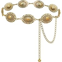 2377 Western Concho Belt For Women Metal Chain Link Boho Belts WHIPPY Western Metal Concho Belt for Women Vintage Cowgirl  main image 2