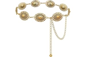 YZRIZX Western Concho Chain Belt for Women Boho Metal Belts For Country Concert Dresses Jeans Cowgirl Vintage Waist Belt