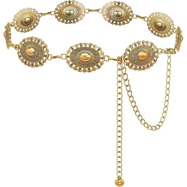 Amazon.com: Putcuku Western Concho Chain Belt for Women  display picture 2
