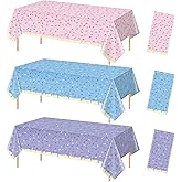 Hallswl 3pcs Sprinkle Ice Cream Party Decorations Tablecloths,Disposable Plastic Rectangle Table Covers for Baby Shower Sweet One Girl Birthday Donut Themed Party Supplies, 3 Color,54 X 108 Inch