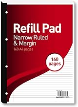 Summit A4 Lined Paper Refill Pad 6 mm Narrow Ruled Margin 160 Pages Pack of 5 view 2