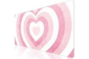 iLeadon Pink Desk Mat, Big Mouse Pad, XXL Extended Gaming Mouse Pad, Large Cute Mouse Pad for Desk Rubber Base Mousepad with Stitched Edges,Keyboard Mouse Mat for Work,Game,Office,Home (Pink Heart)