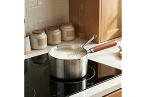 Milk Butter Warmer Pot, 8.5oz 304 Stainless Steel Sauce Pot with Wooden Handle for Heating Milk, Melting Butter and Warming S