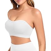 Finduself Strapless Bras for Women Non-Slip Padded Bandeau Bra Wireless Tube Top Bra Including Clear Straps