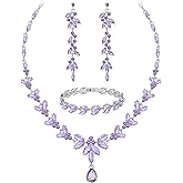 Wedding Jewelry Sets for Bride Bridesmaid Bridal Jewelry Set for Women Wedding Crystal Necklace Earrings Bracelet Set for Party Prom Jewelry