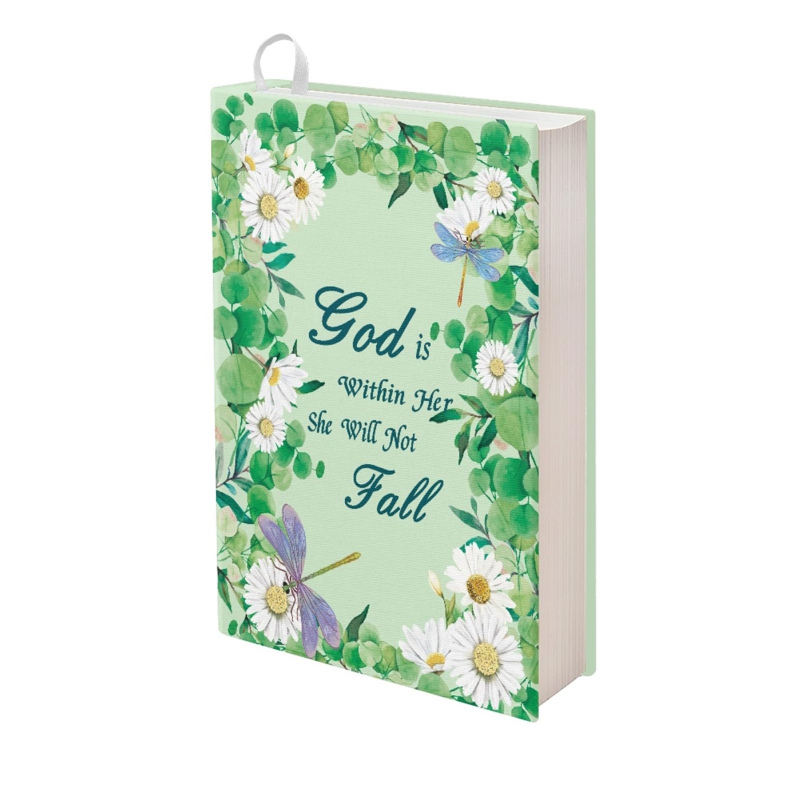 Kuiaobaty Lord Quotes Print Book Sleeve Bible Stretchy Fit Cloth Book Cover, Dragonfly Daisy Flowers Book Cover for Diary, Novel — image 1