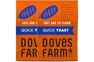 DOVES FARM EST 1978 Doves Farm Quick Yeast | For Bread & Pizza Dough Baking | Useful for Home Hand Baking & Bread Machine | Highly Effective Instant Dry Yeast | 4.41 Oz (Pack of 2)