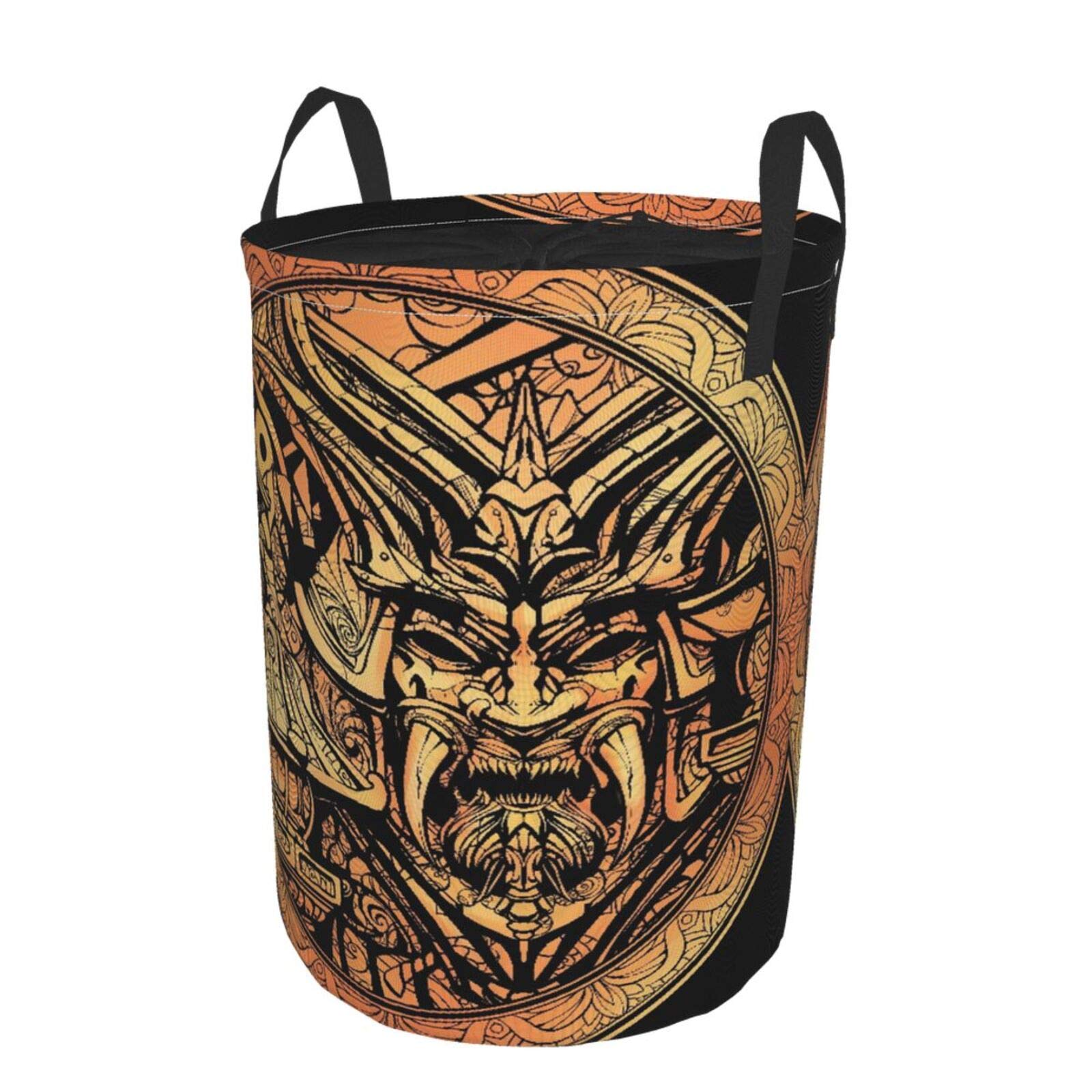 Minalo Large Storage Baskets,Gold Rare Coin with The Image of A Samurai Cover,Drawstring Waterproof 