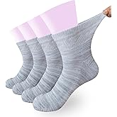 Women's Diabetic Ankle Socks Super Wide for Swollen Bariatric Feet, Neuropathy Non Binding Sock 4 Pairs