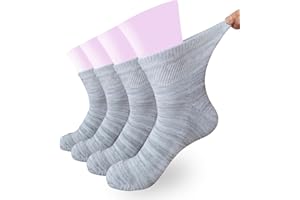 AISESINE Women's Diabetic Ankle Socks Super Wide for Swollen Bariatric Feet, Neuropathy Non Binding Sock 4 Pairs