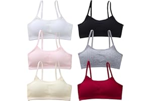 XHuaJun 6 Pack Training Bras for Girls Vest Stretch Straps Crop Seamless Cami Sports Bralettes Bra for Teens