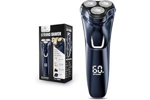 SHPAVVER Electric Razor for Men Waterproof - Wet/Dry Cordless Rotary Shaver - Precision Blades Sensitive Skin Care, USB Fast Charging & Pop-up Trimmer Luxury Black Upgraded
