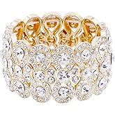 Lavencious Infinity Shape Rhinestone Stretch Bracelet Evening Party Jewelry 7”