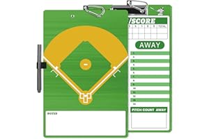 HIGHRAZON Baseball Coaches Clipboard, Double-Sided Dry Erase Coach Clipboard, Softball Whiteboard for Coaches, Lineup White B