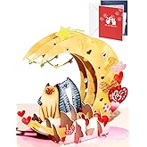 JMHACHY Pop Up Valentines Card - Cute Love Cats 3D Anniversary Cards with Envelopes, Romantic Moon Star Happy Valentine's Greeting Card for Him Her Husband Wife Friends Boyfriend Girlfriend
