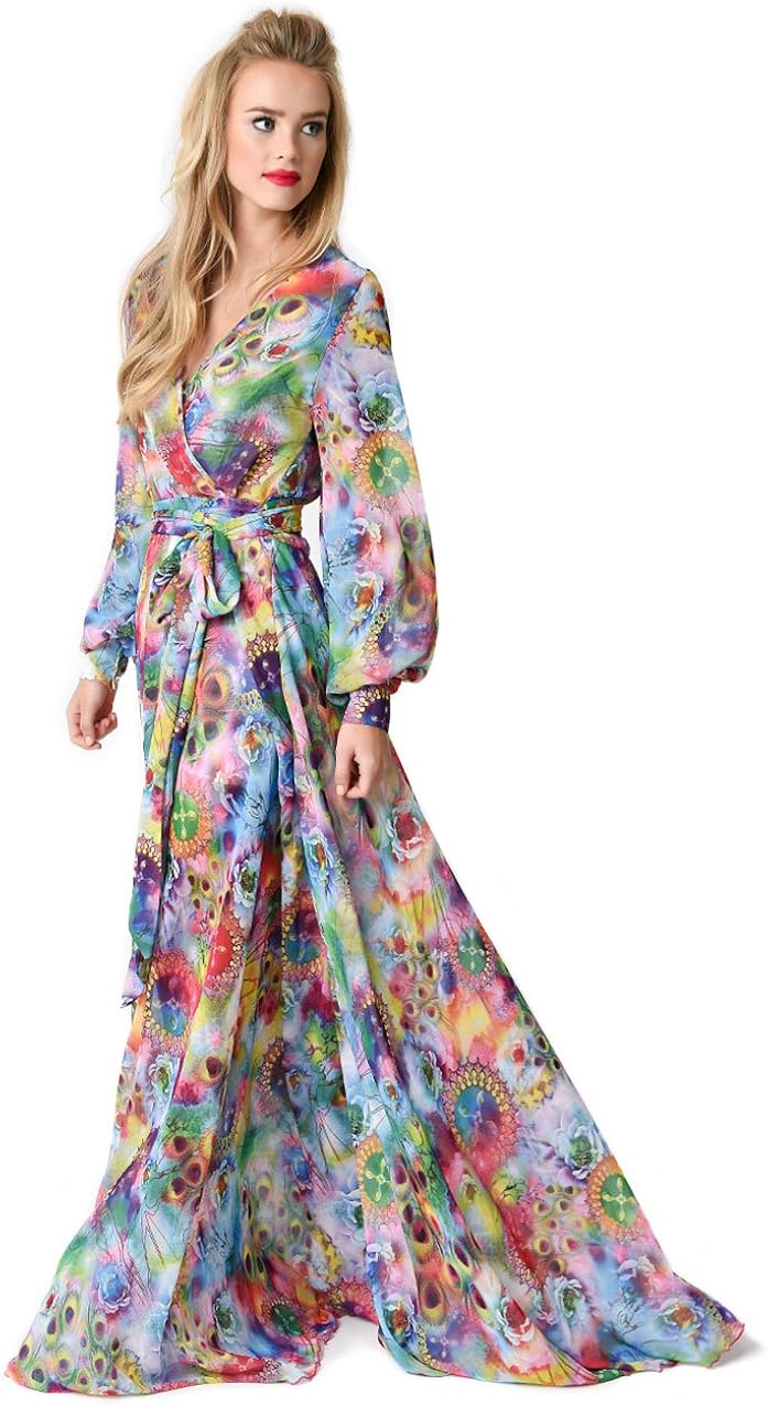watercolour maxi dress