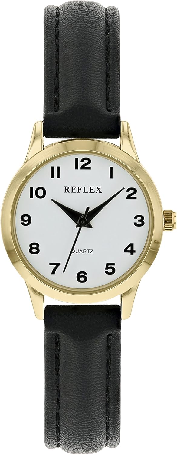 Reflex Women's Quartz Watch with White Dial Analogue Display and Black