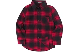 Spring&Gege Boys Casual Long Sleeve Plaid Flannel Button Down Shirt for Children (2-14 Years)