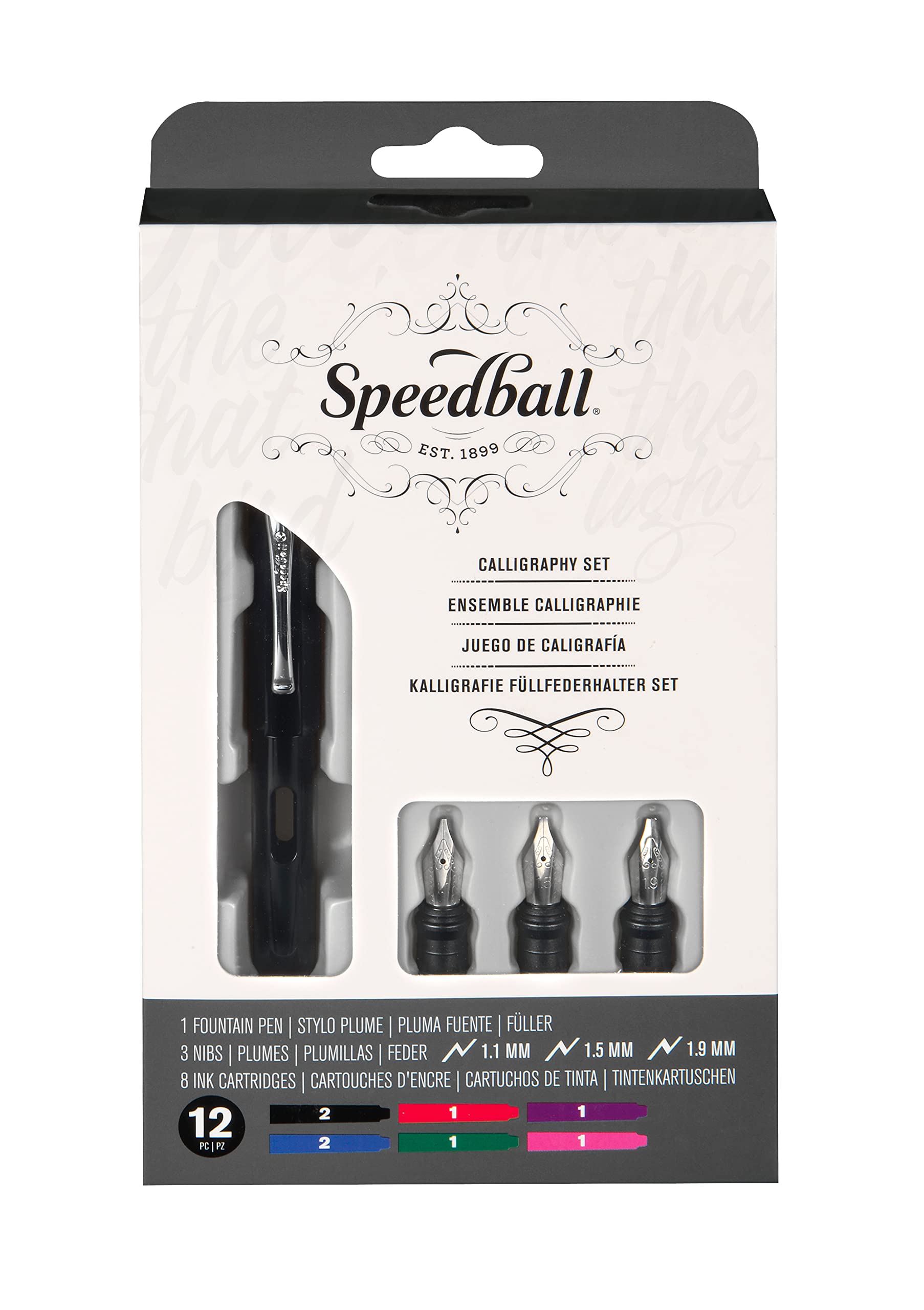 Speedball Calligraphy Fountain Dip Pen Set, 1 Fountain Pen, 3 Nibs, 8 Ink Cartridges, Calligraphy, Writing, Lettering, Art, Craft, Artists, Hobbyists, Enthusiasts