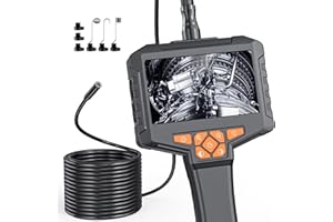 16.4FT Endoscope Camera with Light, Ginocaco 4.3'' HD 1080P Borescope Inspection Camera with 8 Adjust LED Lights, Semi-Rigid Cable, IP67 Waterproof Scope Camera for HVAC Tool, Gadget Gift for Men