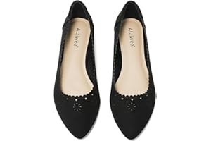 Ataiwee Women's Wide Flat Shoes - Pointed Ladies T-Strap Adjustable Summer Shoes.