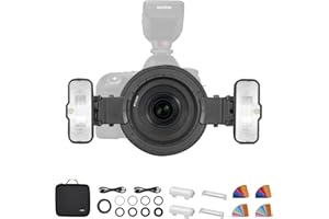 Godox MF12-K2 Macro Flash Kit, Two-Light Kit 2.4G TTL Flash with Built-in Lithium Battery to Cover 500 Flashes and Recycle in 0.01-1.7 Sec for Macro Shooting, Portrait Shooting, Jewelry Shooting