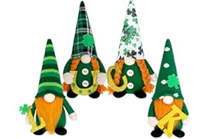 KNOMEKO St Patricks Day Decor, Green St Patricks Day Gnome Plush Tomte Elf Doll with Clover,Rainbow,Faceless Elderly Irish Festival Lucky Clover Tiered Tray Decor,St Patrick's Day Decorations