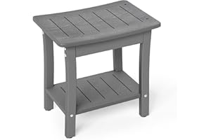 Homenjoy HDPE Shower Bench Stool, Waterproof Shower Seat for Inside Shower, Shower Stools for Shaving Legs with Storage Shelf for Bathroom, Gray