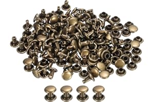 uxcell 100 Sets Leather Rivets, 6x6mm Double Cap Rivets Metal Studs Rivet for Leather Craft Repair DIY Purse Belts Bags Shoes