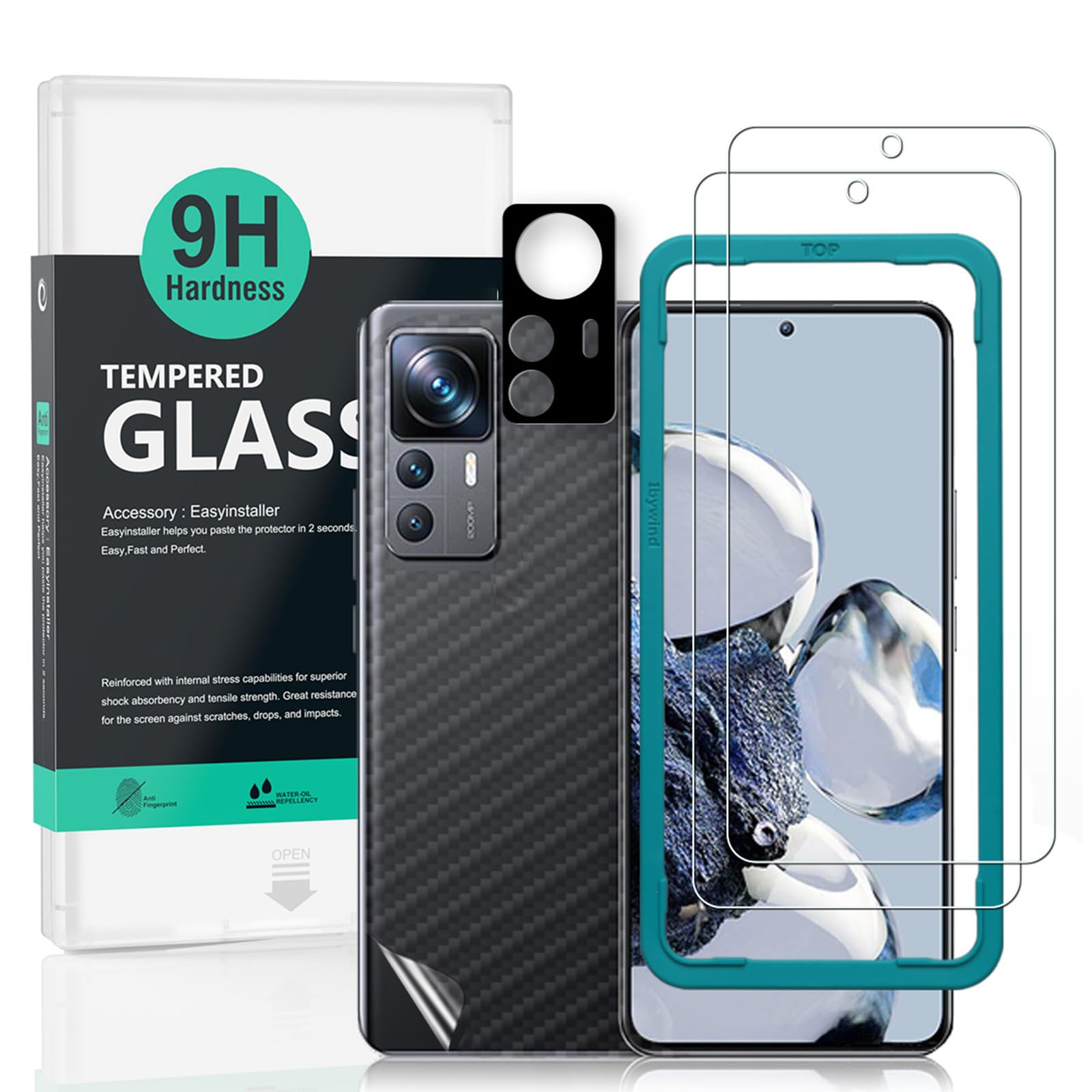 Ibywind Screen Protector For Xiaomi 12T Pro 5G 6.67"[2 Pack],9H Hardness Tempered Glass,With 1Pc Camera Lens Protector,Easy to Install
