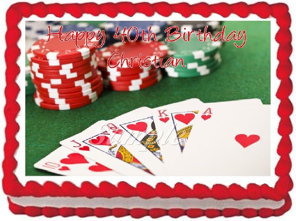 Amazon Com Poker Player Edible Frosting Sheet Cake Topper 1 4