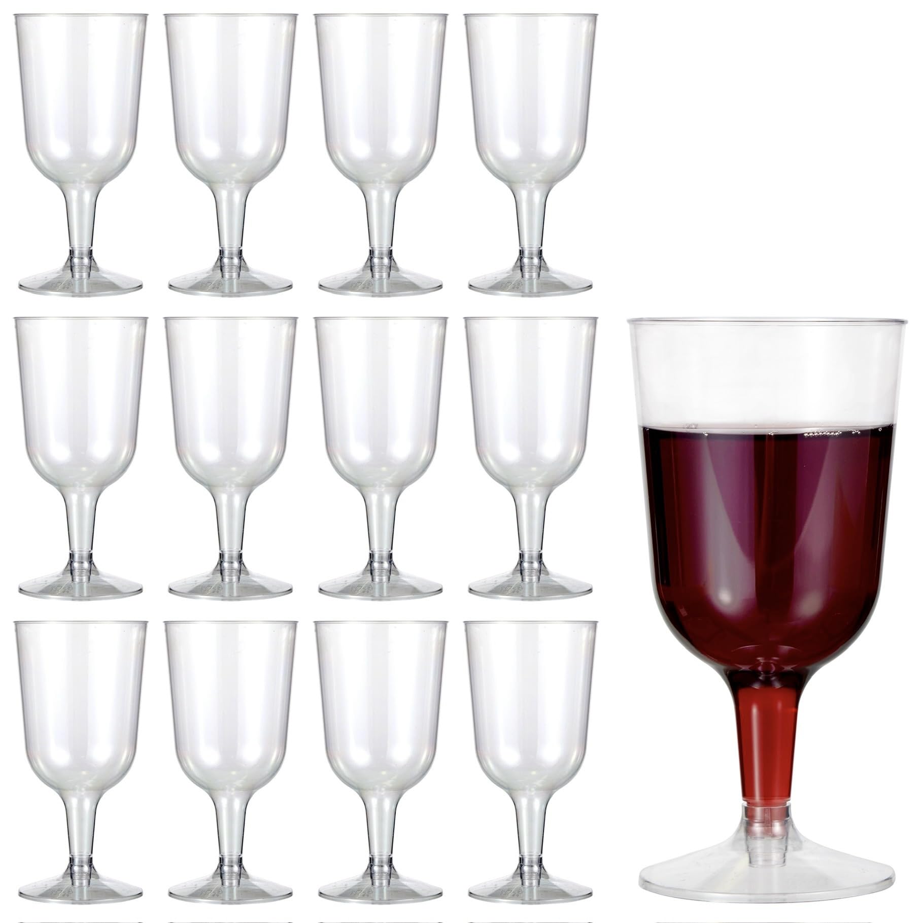 MATANA 12 Premium Plastic Wine Glasses (180ml) - Hard Plastic Wine Glass for Cocktails, Dessert, Wine Tasting - Reusable Wine Cups for Parties, Birthdays, Weddings, Christmas, BBQ