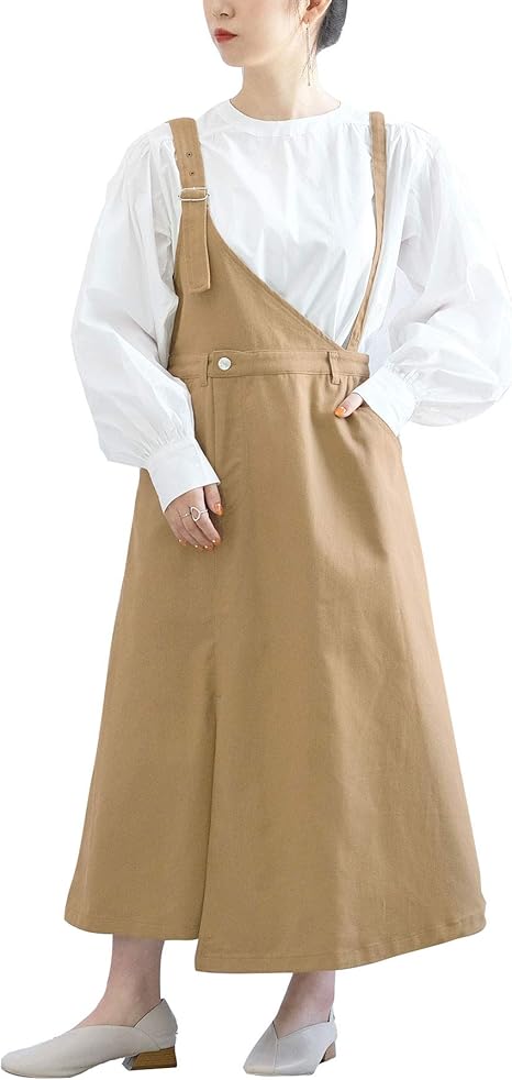 Amazon Co Jp アンドジェイ カツラギ ワンショルダー ジャンパースカート 4561 レディース ワンピース サロペット スカート Aライン シンプル M ベージュ 服 ファッション小物