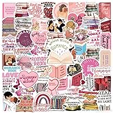 63Pcs Romance Reader Books Stickers Pack, Aesthetic Vinyl Waterproof Sticker Decals for Water Bottle,Laptop,Phone,Skateboard,Scrapbooking,Bumper Choice for Fans for Party Supply